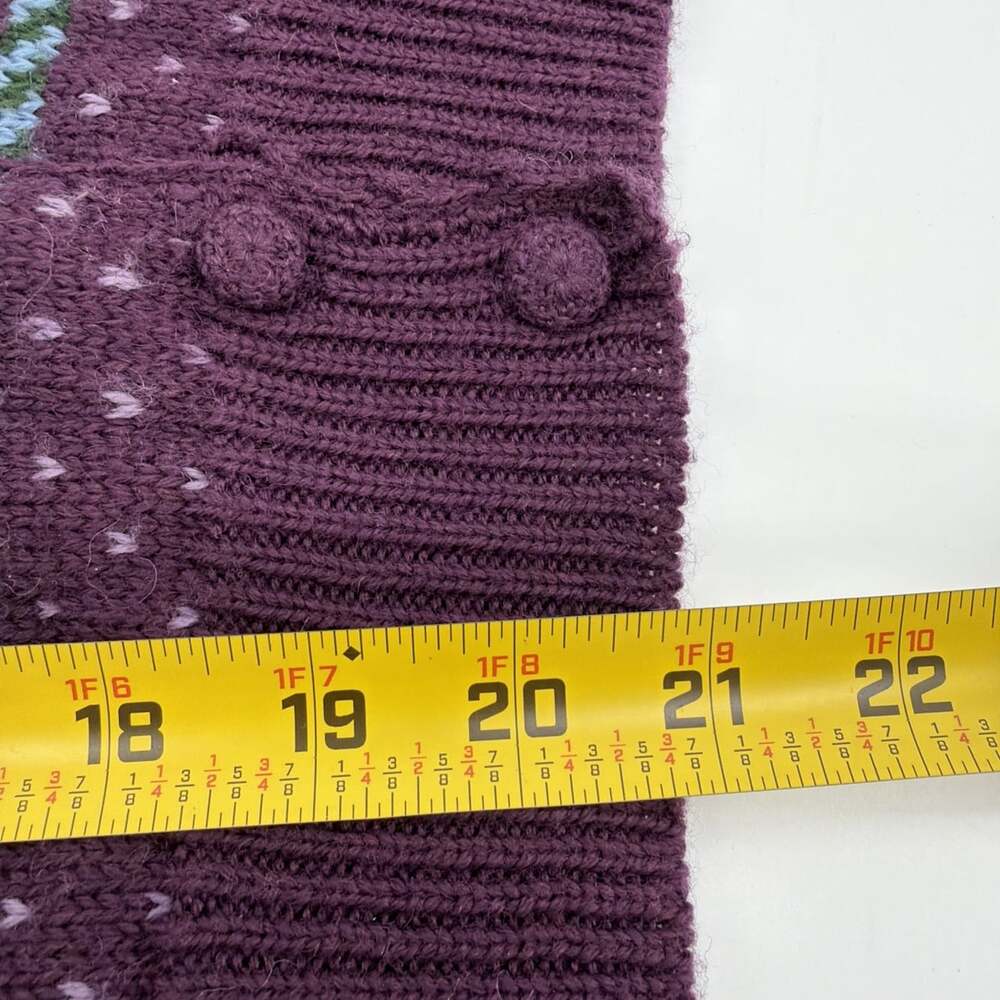 Herman Geist Purple Hand Embroidered Floral Cardigan Sweater Womens L Wool Blend - Picture 12 of 13